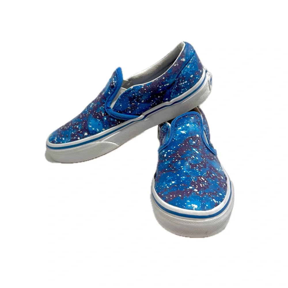 Vans Kids Blue Galaxy Print GLOW in the dark Slip-On Sneakers